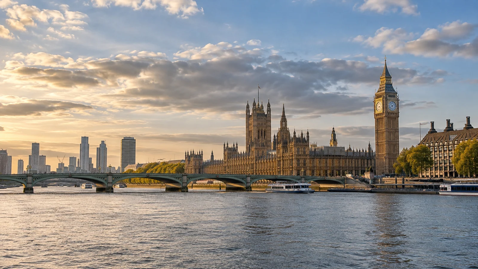 Thames Nehri kıyısında Westminster ve Big Ben’i gösteren temsili Londra görseli